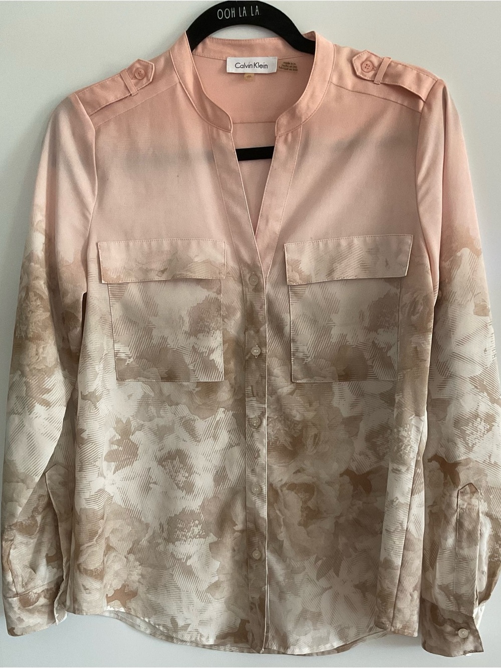 Calvin Klein Pink and Beige Ombre Floral Button-Front Jacket